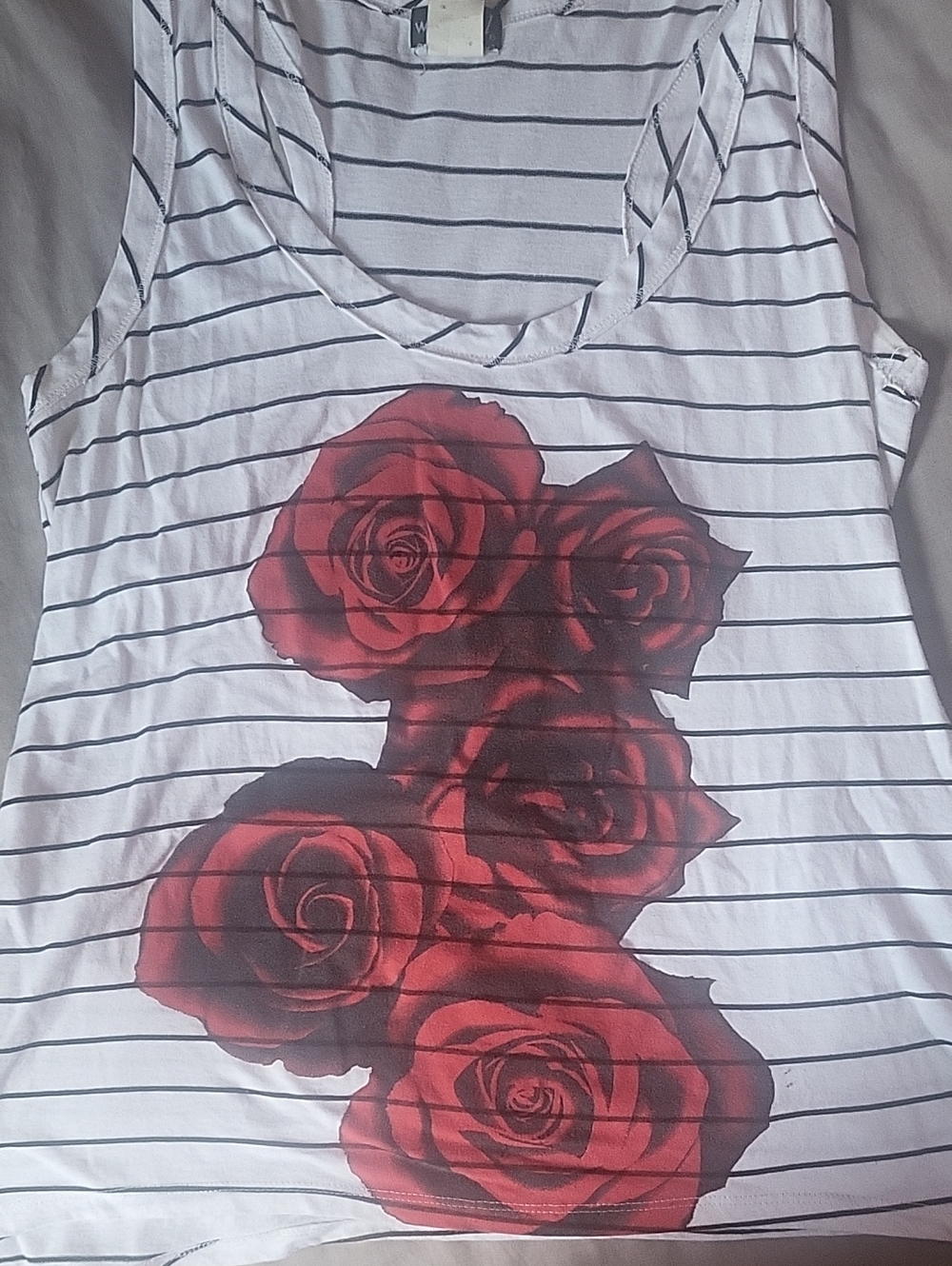 Striped & Roses Graphic Tank
